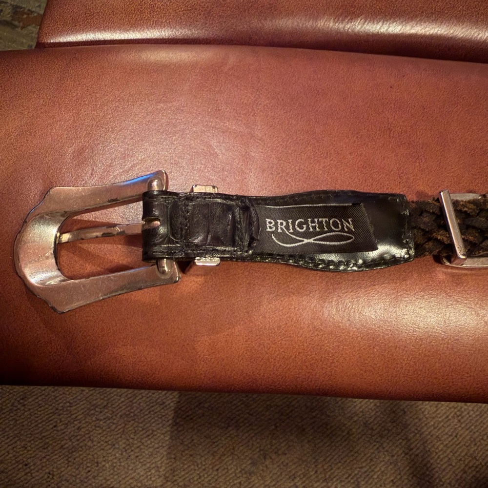 Brighton Black Leather Belt with Classic Silver Accents